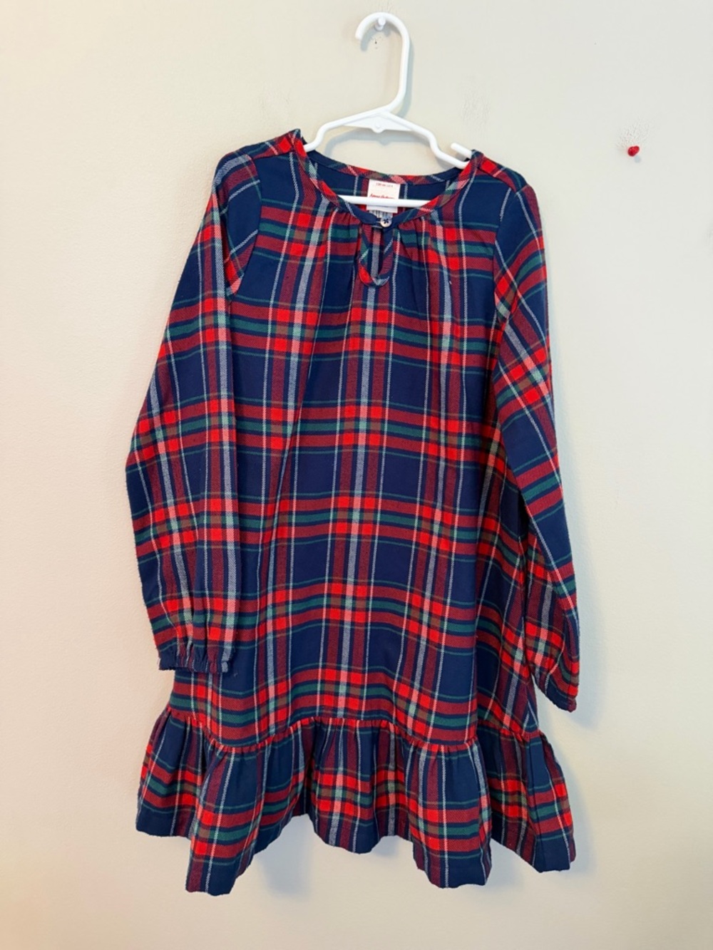 Hanna Andersson Navy Red Green Plaid Nightgown